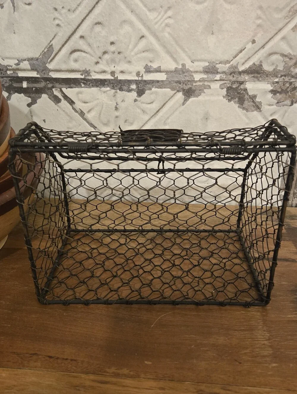 Rustic Wire Chicken Egg Basket - Brown Vintage - Farmhouse